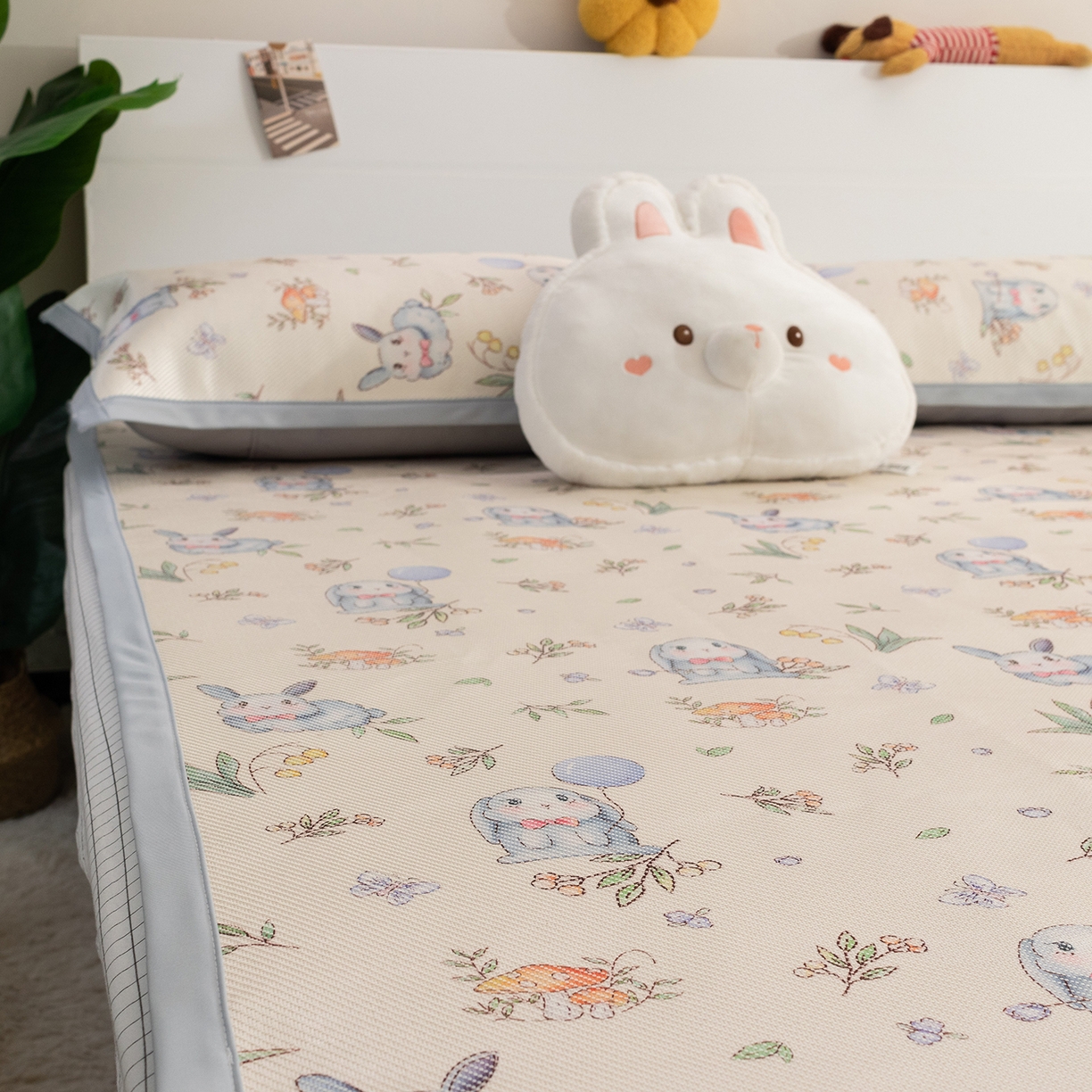 91家纺网 家纺一手货源 找家纺 欣宜家纺 2025新款夏季新款养生藤席冰藤席冰丝席空调席可机洗（提供质检报告） 草丛兔