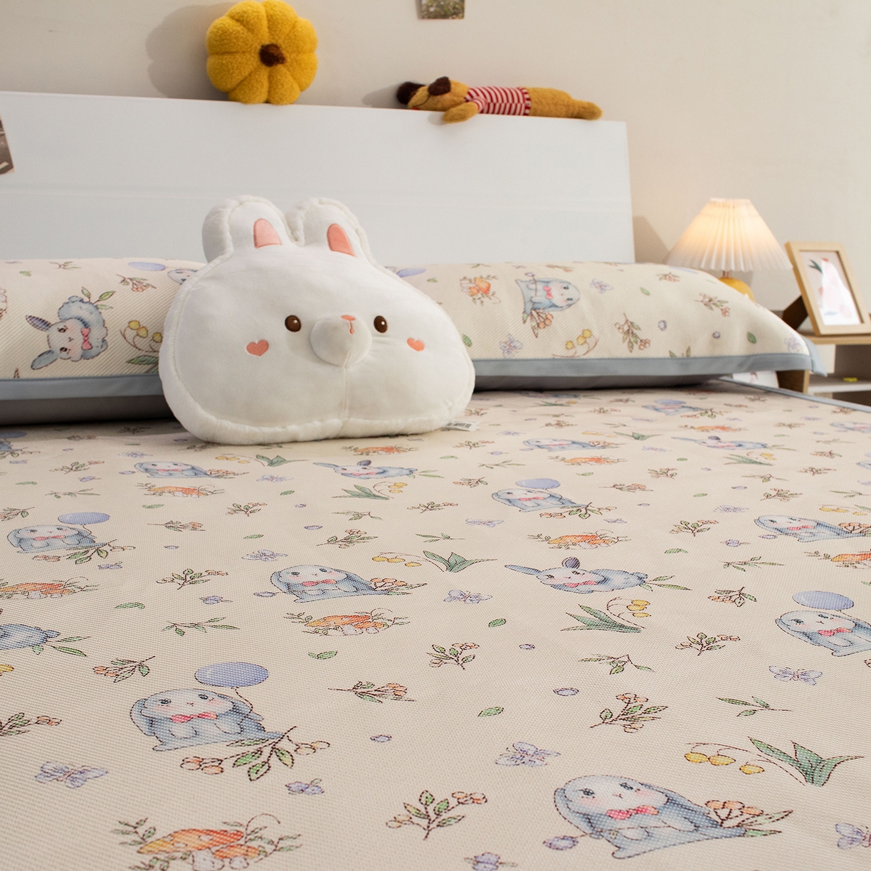 91家纺网 家纺一手货源 找家纺 欣宜家纺 2025新款夏季新款养生藤席冰藤席冰丝席空调席可机洗（提供质检报告） 草丛兔