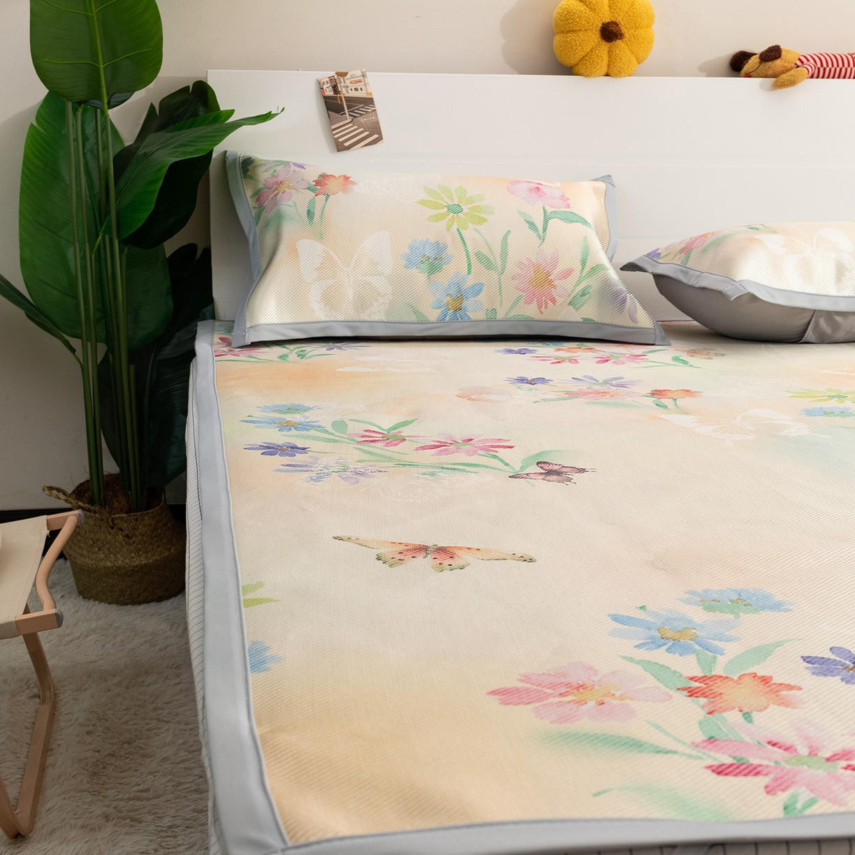 91家纺网 家纺一手货源 找家纺 欣宜家纺 2025新款夏季新款养生藤席冰藤席冰丝席空调席可机洗（提供质检报告） 蝶生花