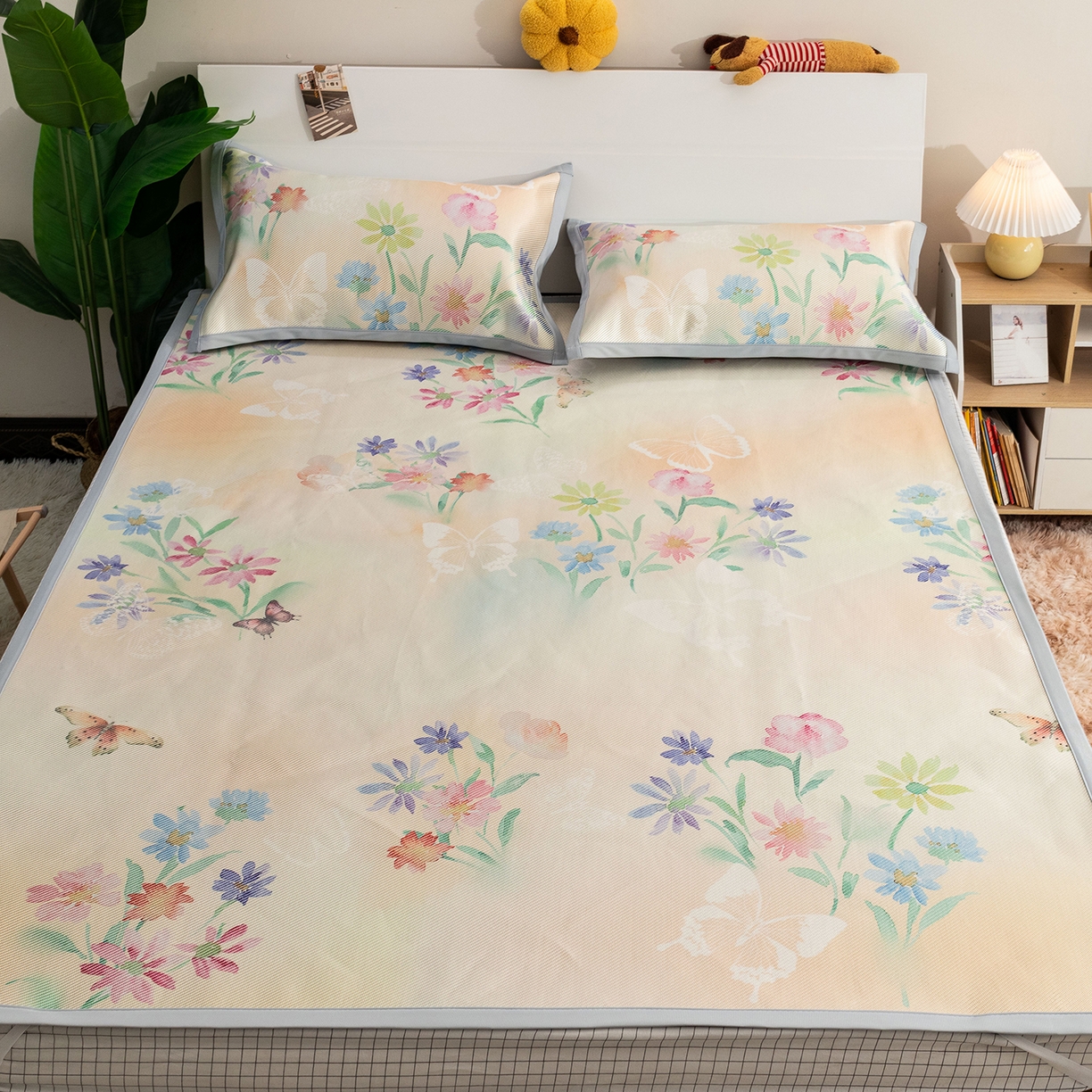 91家纺网 家纺一手货源 找家纺 欣宜家纺 2025新款夏季新款养生藤席冰藤席冰丝席空调席可机洗（提供质检报告） 蝶生花