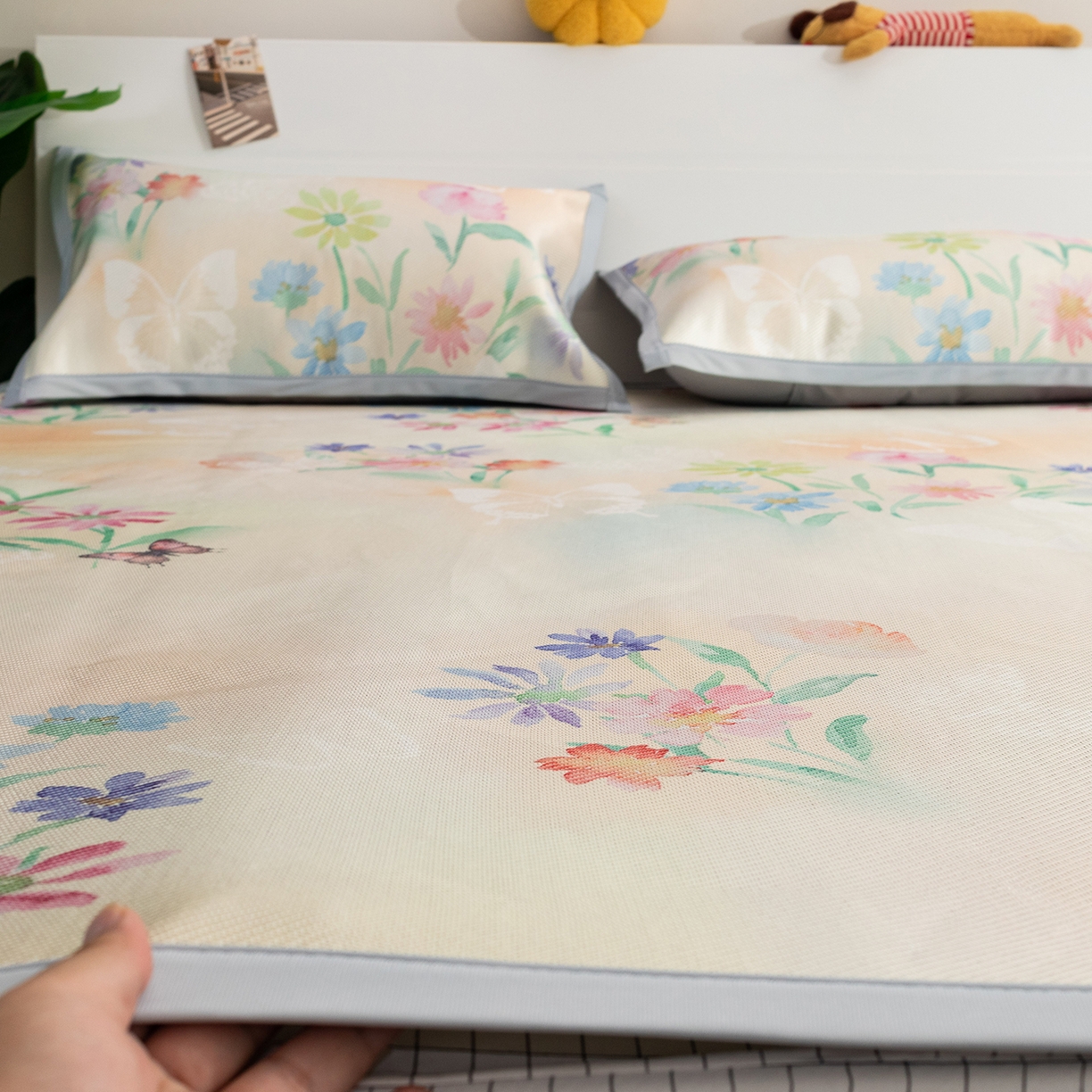 91家纺网 家纺一手货源 找家纺 欣宜家纺 2025新款夏季新款养生藤席冰藤席冰丝席空调席可机洗（提供质检报告） 蝶生花