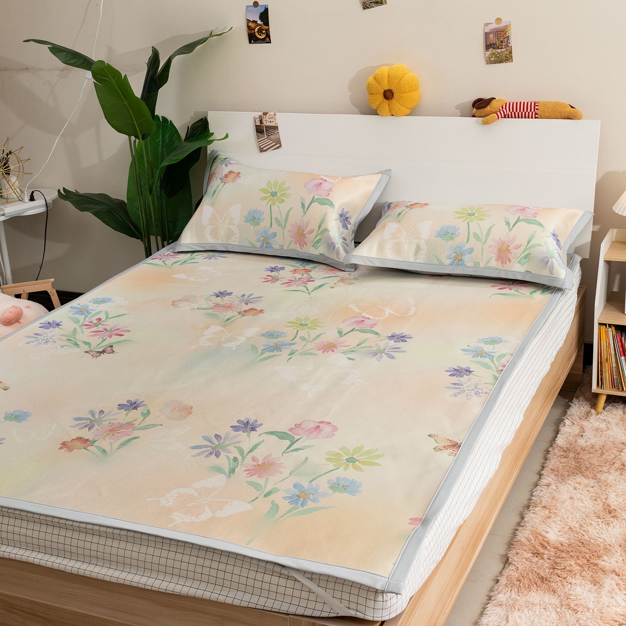 91家纺网 家纺一手货源 找家纺 欣宜家纺 2025新款夏季新款养生藤席冰藤席冰丝席空调席可机洗（提供质检报告） 蝶生花