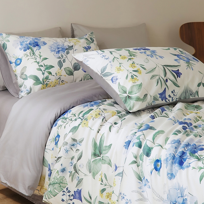 欣宜家纺 2025新款60支长绒棉数码印花系列四件套 荷塘月色