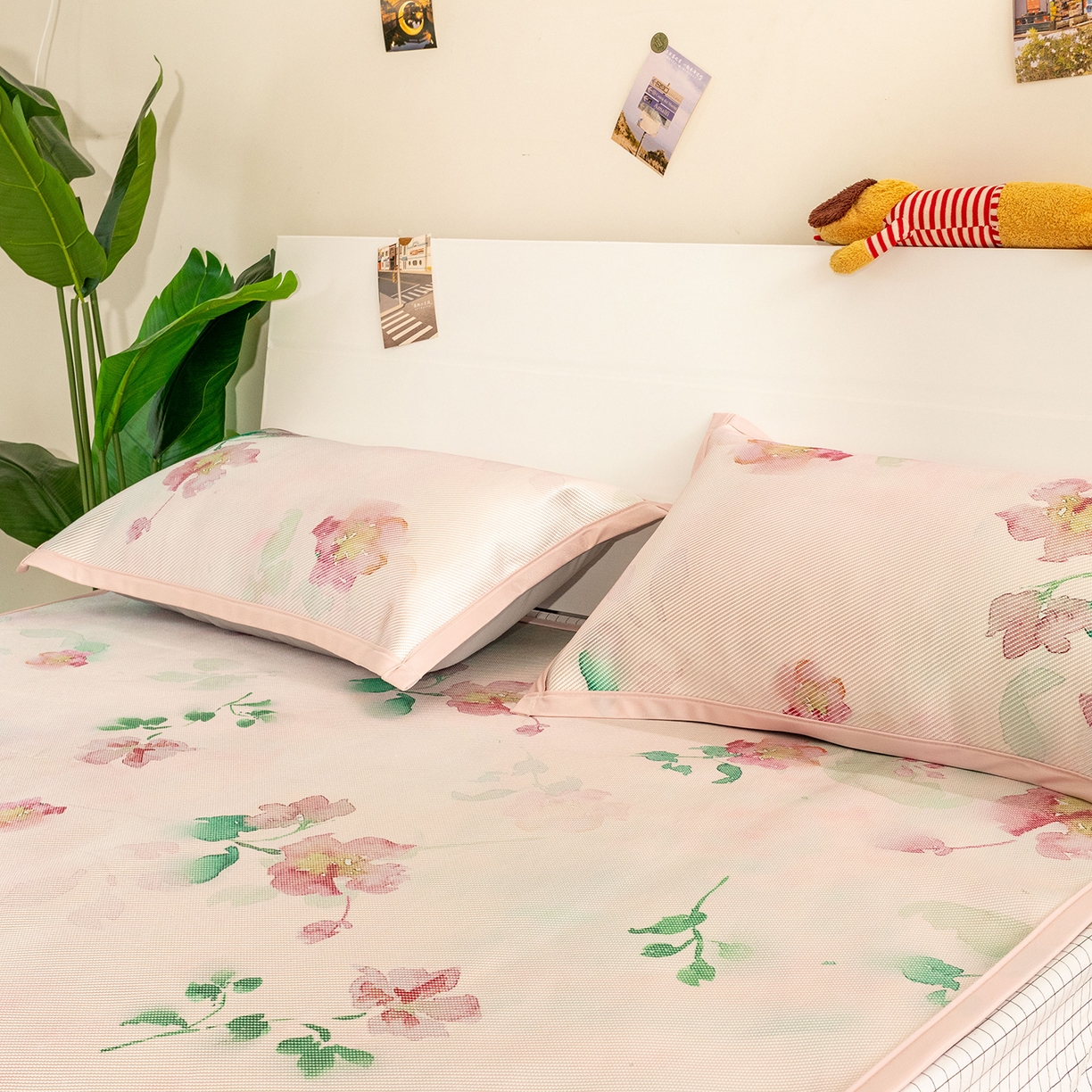 91家纺网 家纺一手货源 找家纺 欣宜家纺 2025新款夏季新款养生藤席冰藤席冰丝席空调席可机洗（提供质检报告） 洛花玉粉