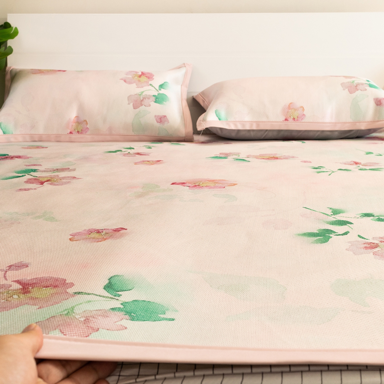 91家纺网 家纺一手货源 找家纺 欣宜家纺 2025新款夏季新款养生藤席冰藤席冰丝席空调席可机洗（提供质检报告） 洛花玉粉