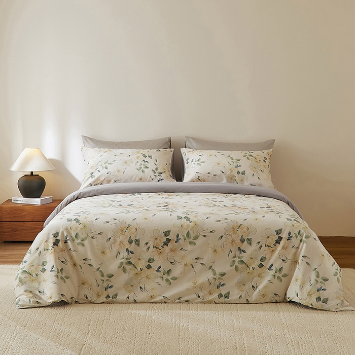 91家纺网 家纺一手货源 找家纺 欣宜家纺 2025新款60支长绒棉数码印花系列四件套 白玉兰