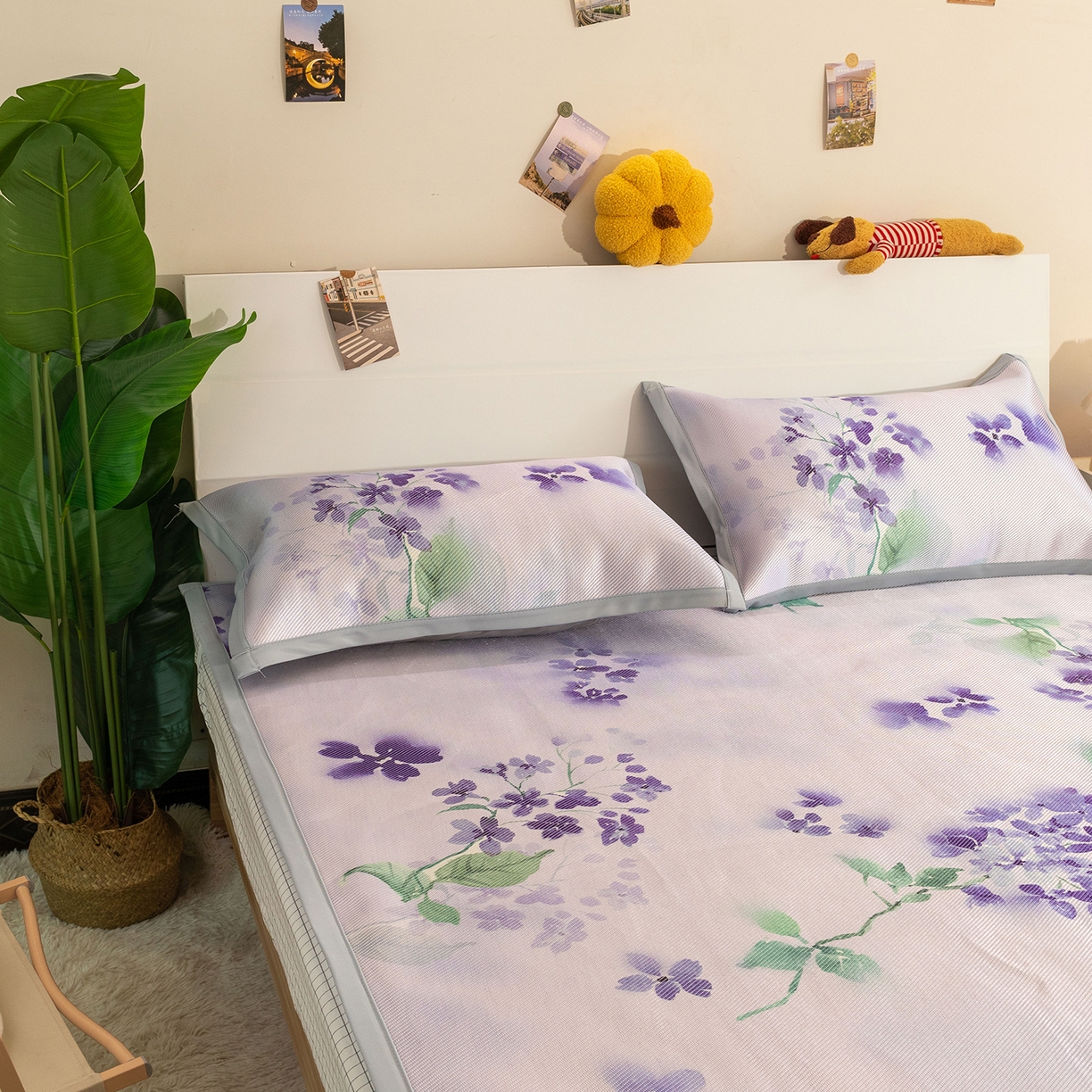 91家纺网 家纺一手货源 找家纺 欣宜家纺 2025新款夏季新款养生藤席冰藤席冰丝席空调席可机洗（提供质检报告） 诗意紫