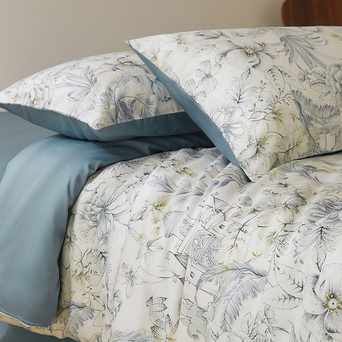 欣宜家纺 2025新款60支长绒棉数码印花系列四件套 花海城堡