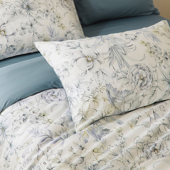 91家纺网 家纺一手货源 找家纺 欣宜家纺 2025新款60支长绒棉数码印花系列四件套 花海城堡