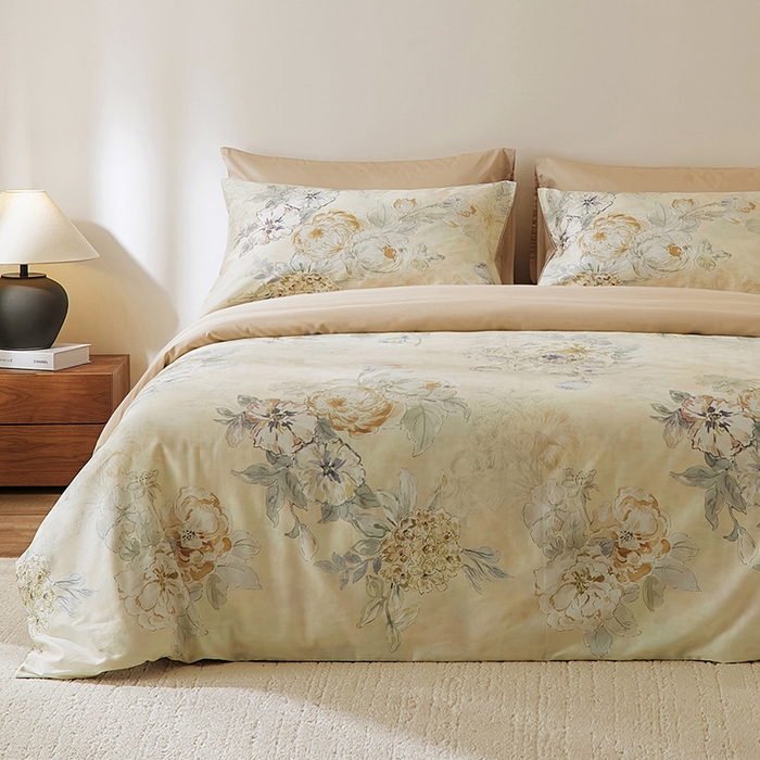 91家纺网 家纺一手货源 找家纺 欣宜家纺 2025新款60支长绒棉数码印花系列四件套 璃月