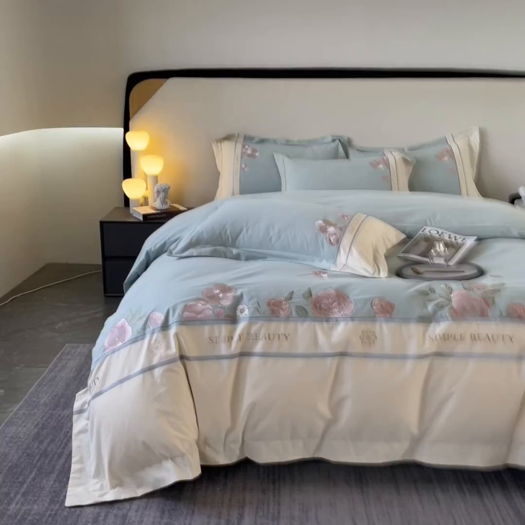 91家纺网 家纺一手货源 找家纺 （总）欣宜家纺 2025新款纯棉全棉长绒棉磨毛不掉毛四件套高端礼盒-半亩花田系列