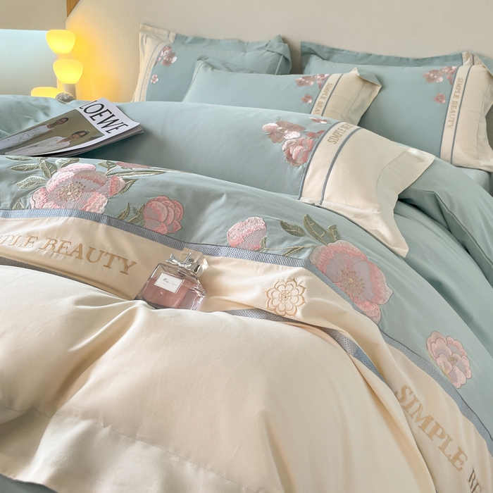 91家纺网 家纺一手货源 找家纺 （总）欣宜家纺 2025新款纯棉全棉长绒棉磨毛不掉毛四件套高端礼盒-半亩花田系列