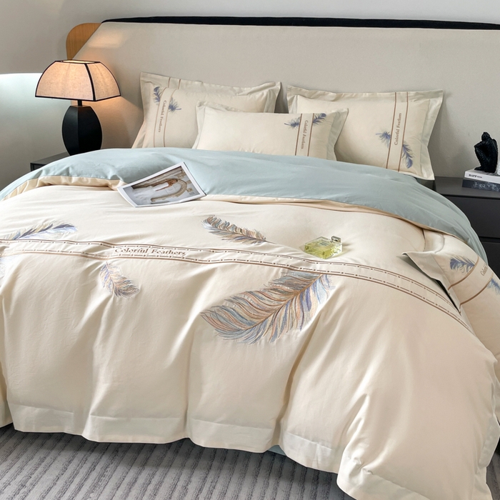 91家纺网 家纺一手货源 找家纺 （总）欣宜家纺 2025新款纯棉全棉长绒棉磨毛不掉毛高端四件套羽翼系列带礼盒