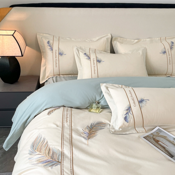 91家纺网 家纺一手货源 找家纺 （总）欣宜家纺 2025新款纯棉全棉长绒棉磨毛不掉毛高端四件套羽翼系列带礼盒