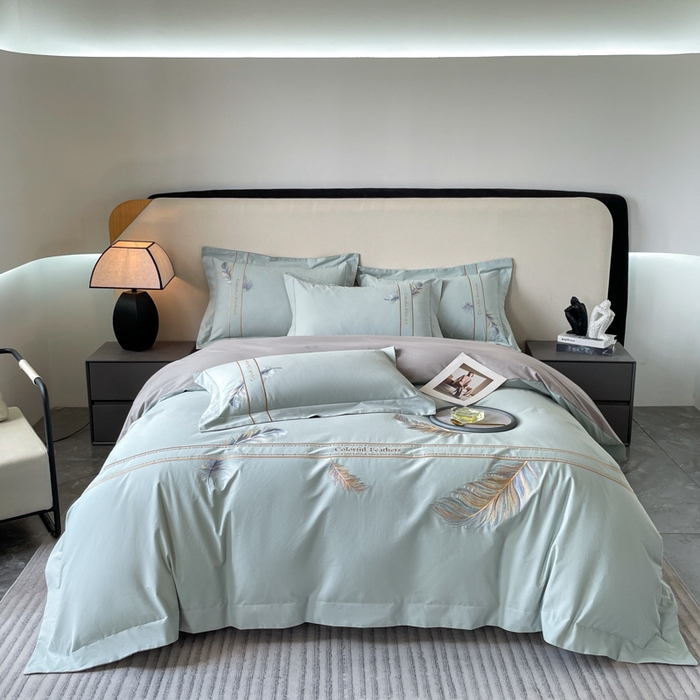 91家纺网 家纺一手货源 找家纺 （总）欣宜家纺 2025新款纯棉全棉长绒棉磨毛不掉毛高端四件套羽翼系列带礼盒