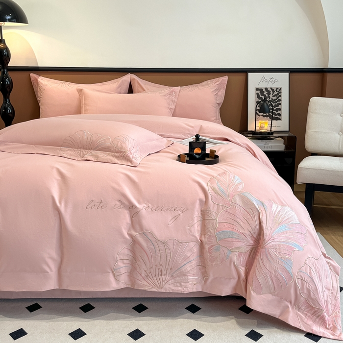 91家纺网 家纺一手货源 找家纺 欣宜家纺 2025新款纯棉全棉长绒棉磨毛四件套华尔兹系列 华尔兹-豆沙