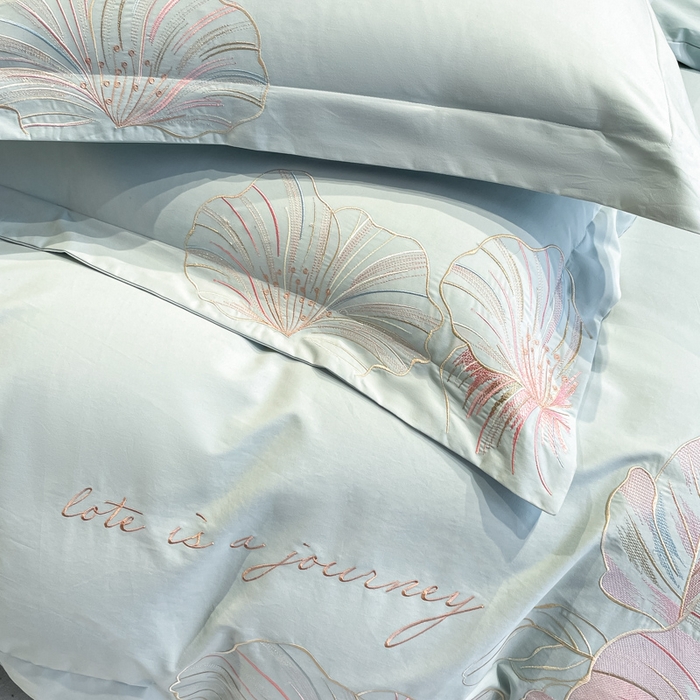 91家纺网 家纺一手货源 找家纺 欣宜家纺 2025新款纯棉全棉长绒棉磨毛四件套华尔兹系列 华尔兹-飘蓝