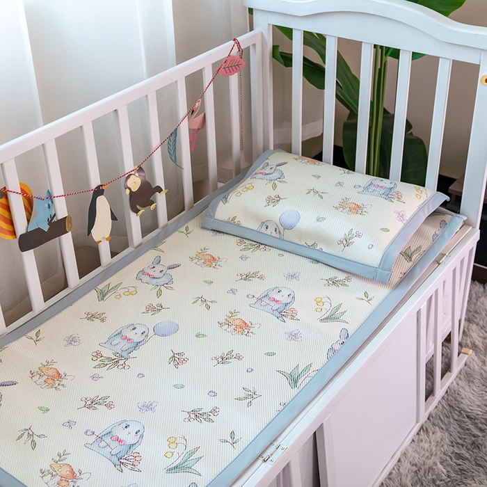 91家纺网 家纺一手货源 找家纺 （总）欣宜家纺 2025新款儿童冰藤席幼儿园午睡席子凉席枕套可定制任意尺寸