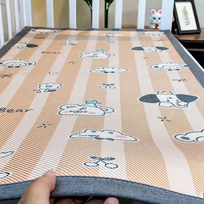 91家纺网 家纺一手货源 找家纺 欣宜家纺 2025新款儿童冰藤席幼儿园午睡席子凉席枕套可定制任意尺寸 动物乐园