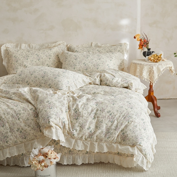 91家纺网 家纺一手货源 找家纺 （总）源舜家纺 2026新款全棉镂空花边天丝棉麻床盖款四件套