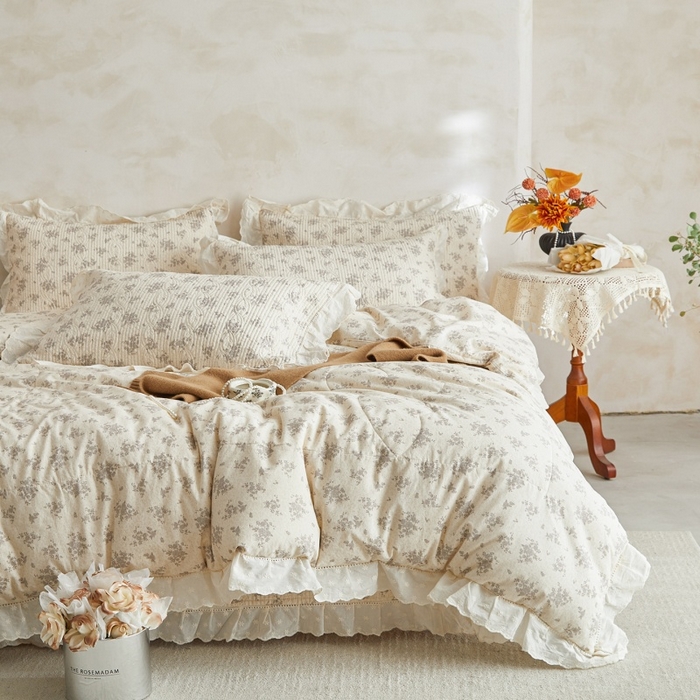 91家纺网 家纺一手货源 找家纺 （总）源舜家纺 2026新款全棉镂空花边天丝棉麻床盖款四件套