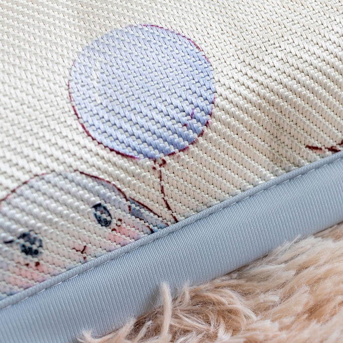 91家纺网 家纺一手货源 找家纺 欣宜家纺 2025新款儿童冰藤席幼儿园午睡席子凉席枕套可定制任意尺寸 草丛兔