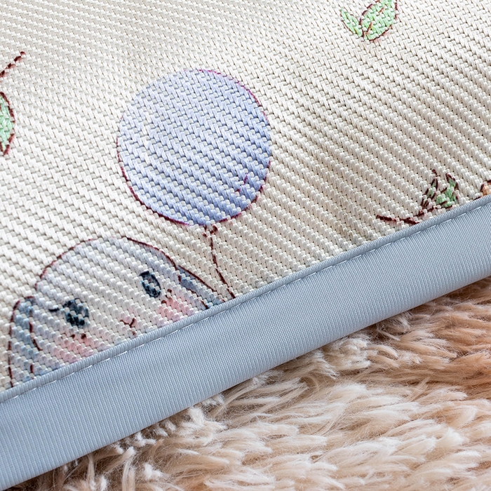 91家纺网 家纺一手货源 找家纺 欣宜家纺 2025新款儿童冰藤席幼儿园午睡席子凉席枕套可定制任意尺寸 草丛兔