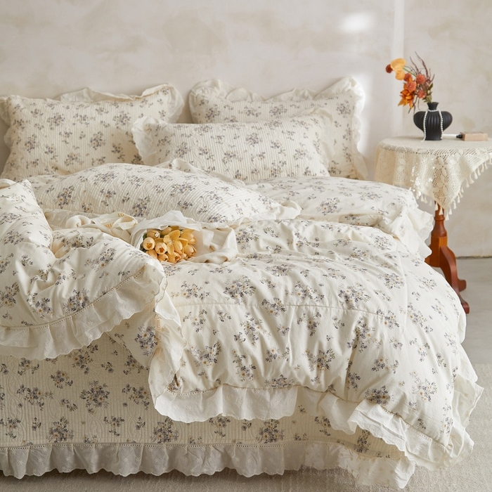 91家纺网 家纺一手货源 找家纺 （总）源舜家纺 2026新款全棉镂空花边天丝棉麻床盖款四件套