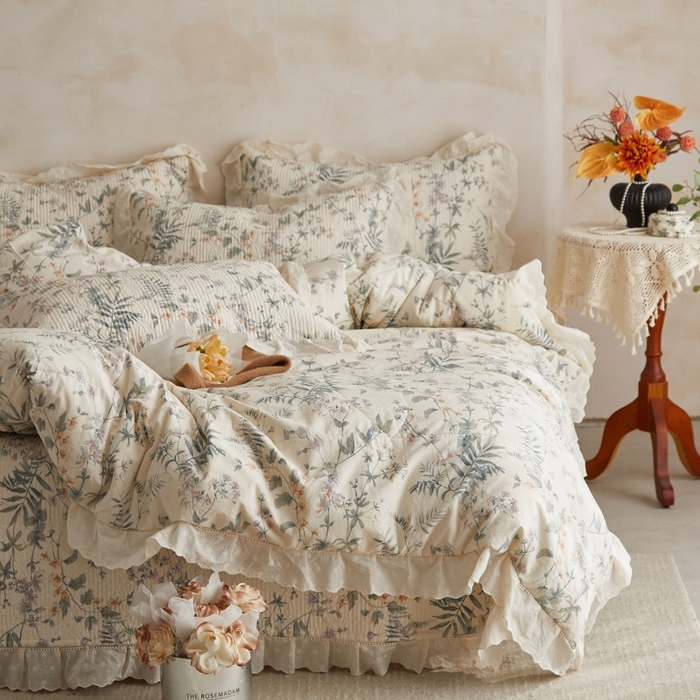 91家纺网 家纺一手货源 找家纺 （总）源舜家纺 2026新款全棉镂空花边天丝棉麻床盖款四件套