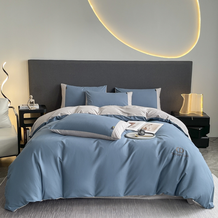 91家纺网 家纺一手货源 找家纺 欣宜家纺 2025新款纯棉全棉长绒棉磨毛刺绣绣花四件套 莫兰迪-宾利蓝