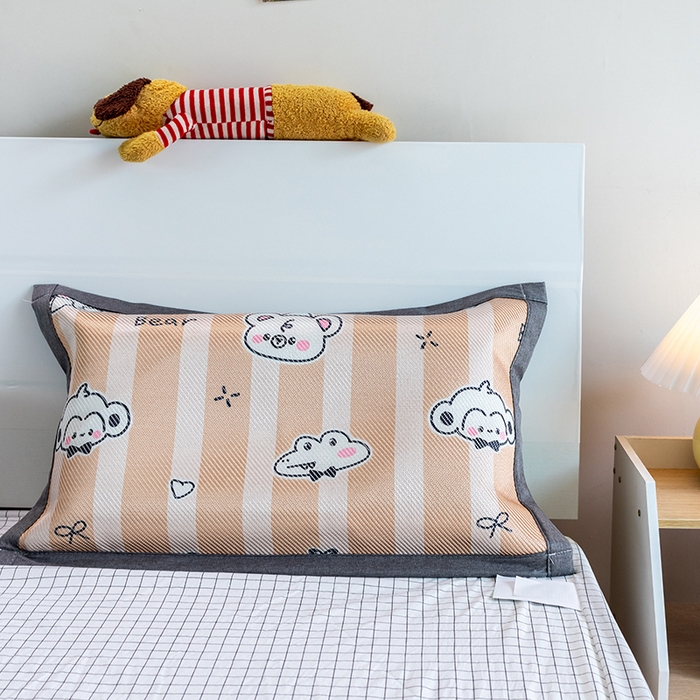 91家纺网 家纺一手货源 找家纺 欣宜家纺 2025新款儿童冰藤席幼儿园午睡席子凉席枕套可定制任意尺寸 动物乐园