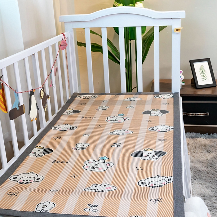 91家纺网 家纺一手货源 找家纺 欣宜家纺 2025新款儿童冰藤席幼儿园午睡席子凉席枕套可定制任意尺寸 动物乐园