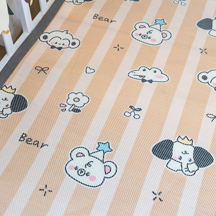 91家纺网 家纺一手货源 找家纺 欣宜家纺 2025新款儿童冰藤席幼儿园午睡席子凉席枕套可定制任意尺寸 动物乐园