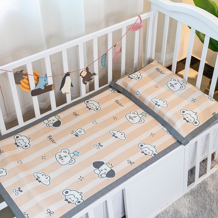 91家纺网 家纺一手货源 找家纺 欣宜家纺 2025新款儿童冰藤席幼儿园午睡席子凉席枕套可定制任意尺寸 动物乐园