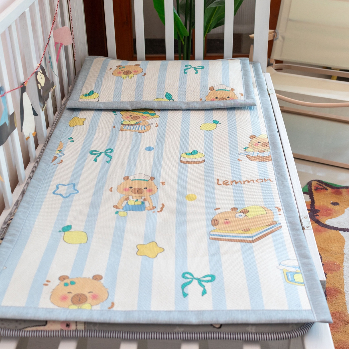 91家纺网 家纺一手货源 找家纺 欣宜家纺 2025新款儿童冰藤席幼儿园午睡席子凉席枕套可定制任意尺寸 卡皮巴拉