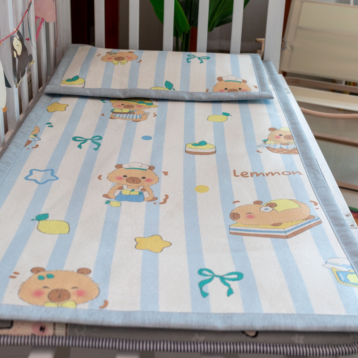 91家纺网 家纺一手货源 找家纺 欣宜家纺 2025新款儿童冰藤席幼儿园午睡席子凉席枕套可定制任意尺寸 卡皮巴拉