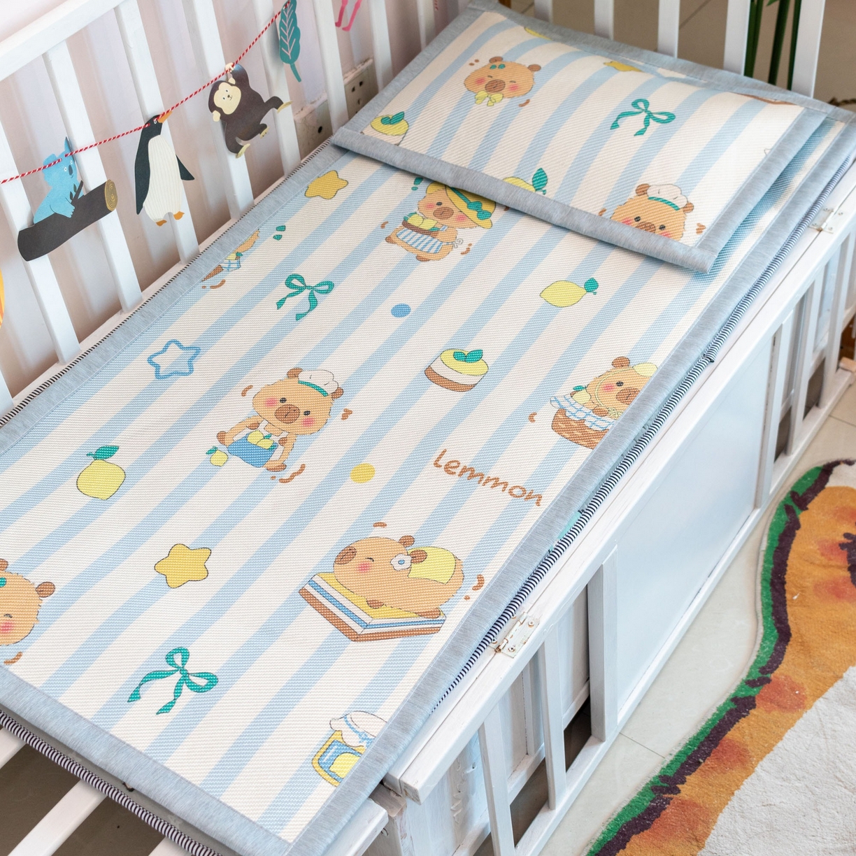 91家纺网 家纺一手货源 找家纺 欣宜家纺 2025新款儿童冰藤席幼儿园午睡席子凉席枕套可定制任意尺寸 卡皮巴拉