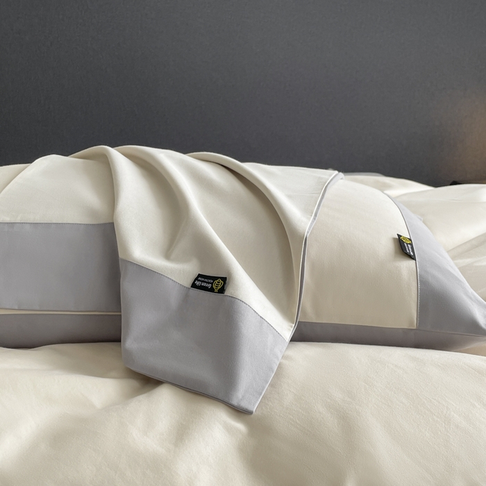 91家纺网 家纺一手货源 找家纺 欣宜家纺 2025新款纯棉全棉长绒棉磨毛刺绣绣花四件套 莫兰迪-白灰