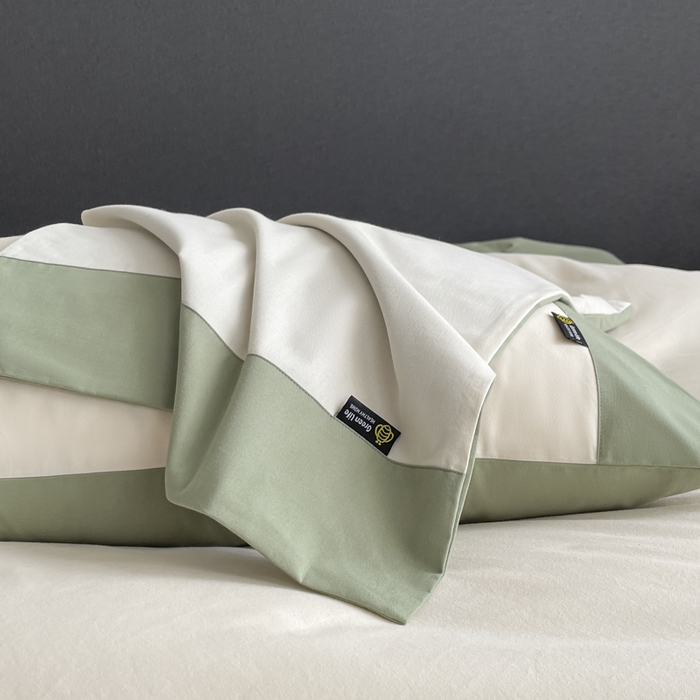 91家纺网 家纺一手货源 找家纺 欣宜家纺 2025新款纯棉全棉长绒棉磨毛刺绣绣花四件套 莫兰迪-白绿