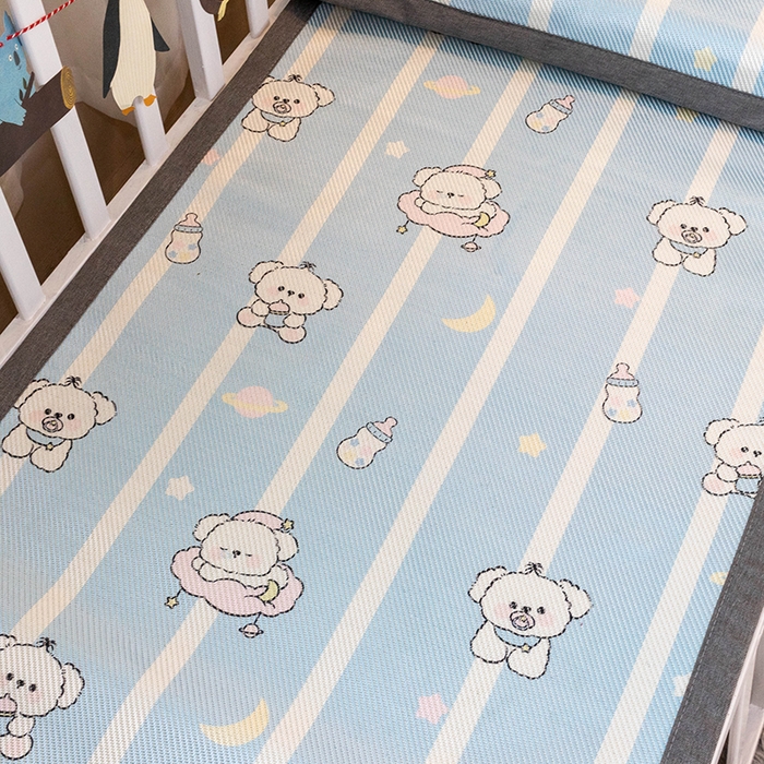 91家纺网 家纺一手货源 找家纺 欣宜家纺 2025新款儿童冰藤席幼儿园午睡席子凉席枕套可定制任意尺寸 小奶熊