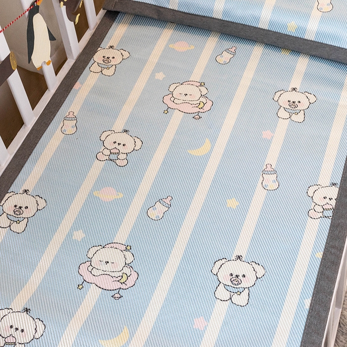 91家纺网 家纺一手货源 找家纺 欣宜家纺 2025新款儿童冰藤席幼儿园午睡席子凉席枕套可定制任意尺寸 小奶熊