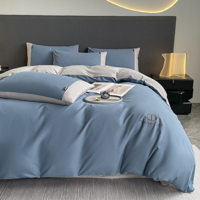 91家纺网 家纺一手货源 找家纺 欣宜家纺 2025新款纯棉全棉长绒棉磨毛刺绣绣花四件套 莫兰迪-宾利蓝