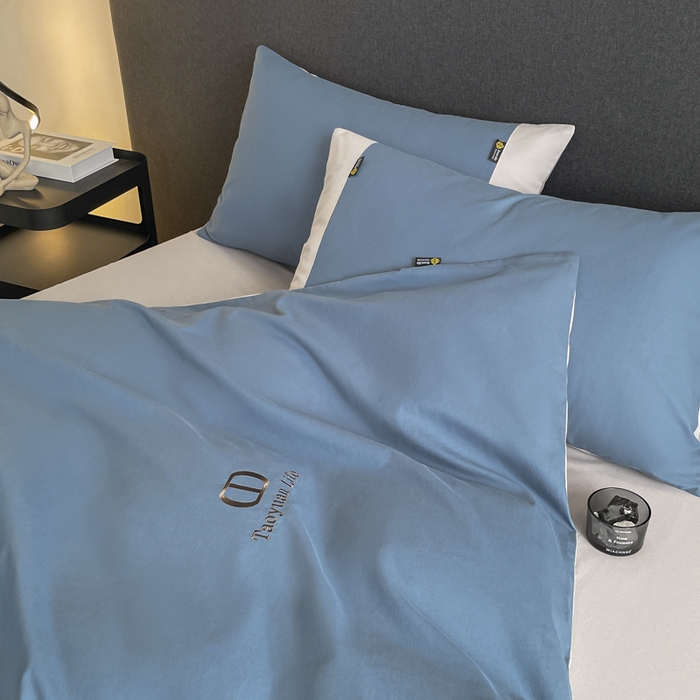 91家纺网 家纺一手货源 找家纺 欣宜家纺 2025新款纯棉全棉长绒棉磨毛刺绣绣花四件套 莫兰迪-宾利蓝