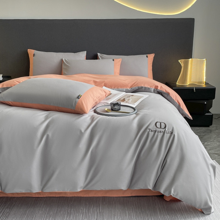 91家纺网 家纺一手货源 找家纺 欣宜家纺 2025新款纯棉全棉长绒棉磨毛刺绣绣花四件套 莫兰迪-绅士灰