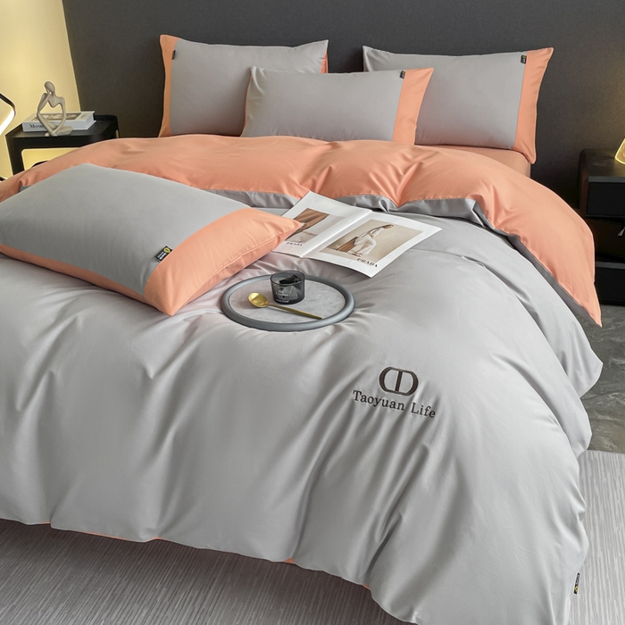 91家纺网 家纺一手货源 找家纺 欣宜家纺 2025新款纯棉全棉长绒棉磨毛刺绣绣花四件套 莫兰迪-绅士灰