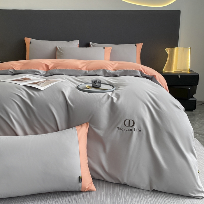 91家纺网 家纺一手货源 找家纺 欣宜家纺 2025新款纯棉全棉长绒棉磨毛刺绣绣花四件套 莫兰迪-绅士灰