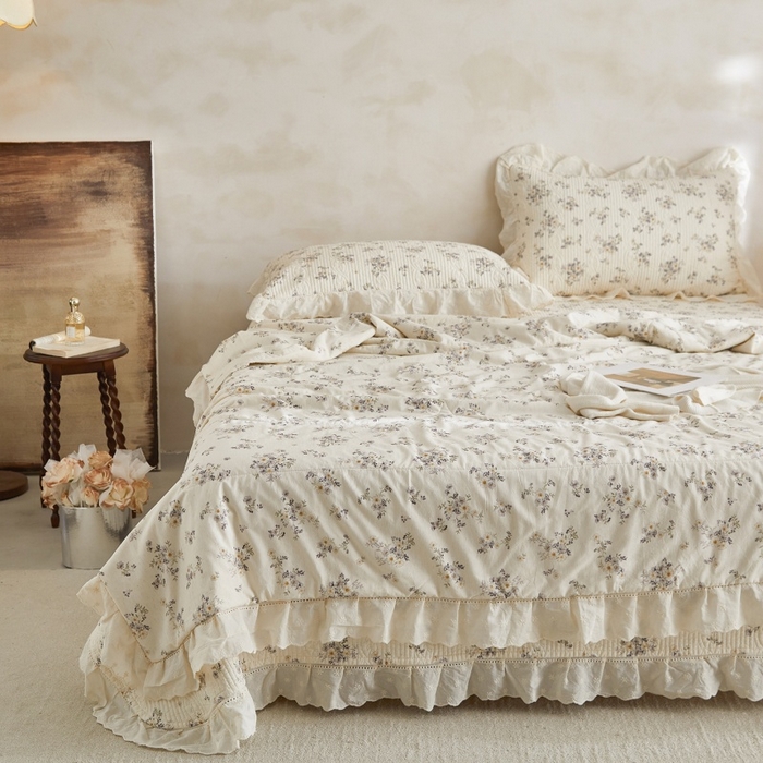 91家纺网 家纺一手货源 找家纺 （总）源舜家纺 2026新款全棉镂空花边天丝棉麻床盖款四件套