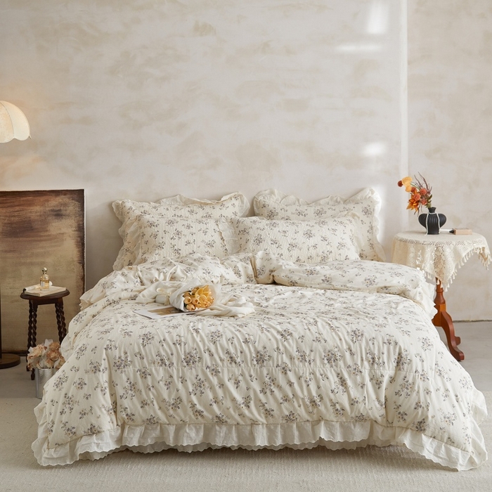 91家纺网 家纺一手货源 找家纺 （总）源舜家纺 2026新款全棉镂空花边天丝棉麻床盖款四件套