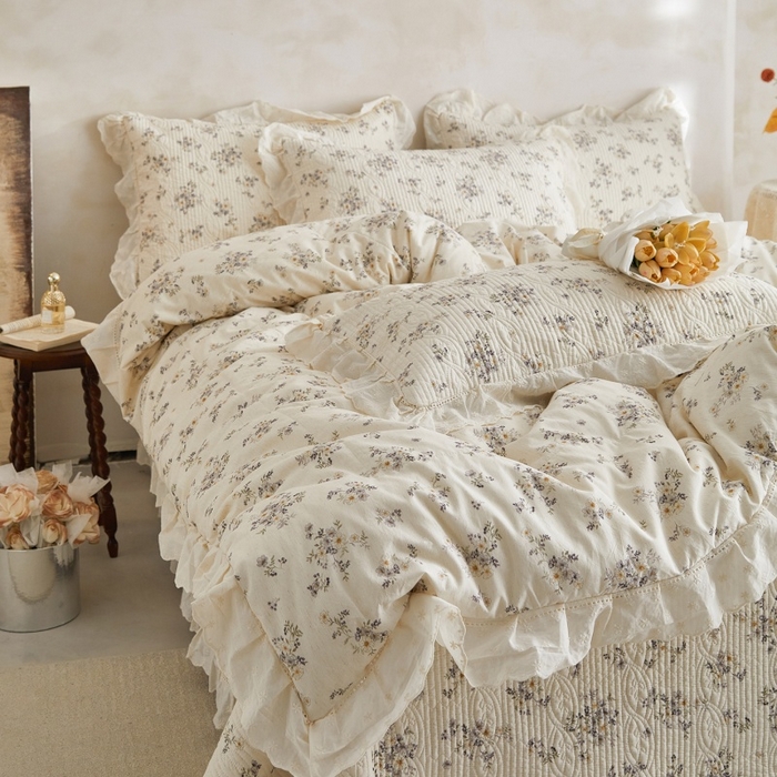 91家纺网 家纺一手货源 找家纺 （总）源舜家纺 2026新款全棉镂空花边天丝棉麻床盖款四件套