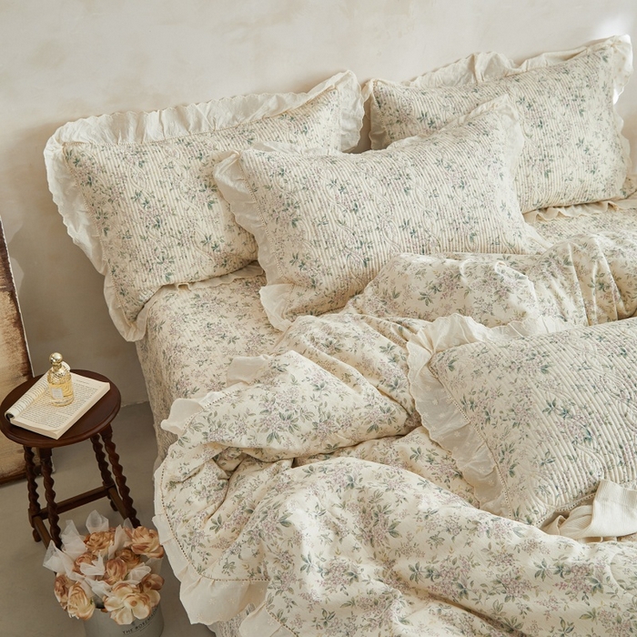 91家纺网 家纺一手货源 找家纺 源舜家纺 2026新款全棉镂空花边天丝棉麻床盖款四件套 静姝